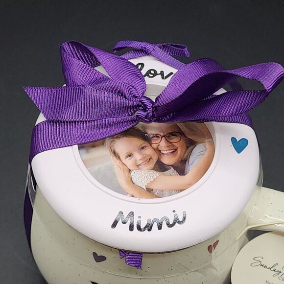 Best Mimi Ivory Ceramic Coffee Mug And Lid With Photo Ornament Gift Set 16oz - Picture 2 of 9